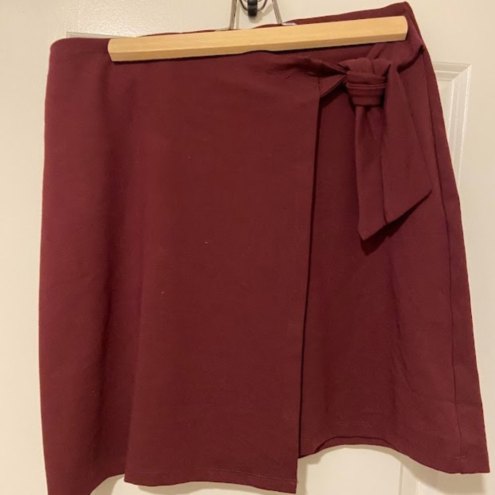 Plum Wrap Skirt with Tie